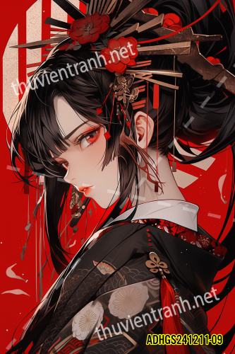 Tranh dán tường hoa cô gái Geisha Nhật Bản-ADHGS241211-09 - Kết quả tìm kiếm tranh tường